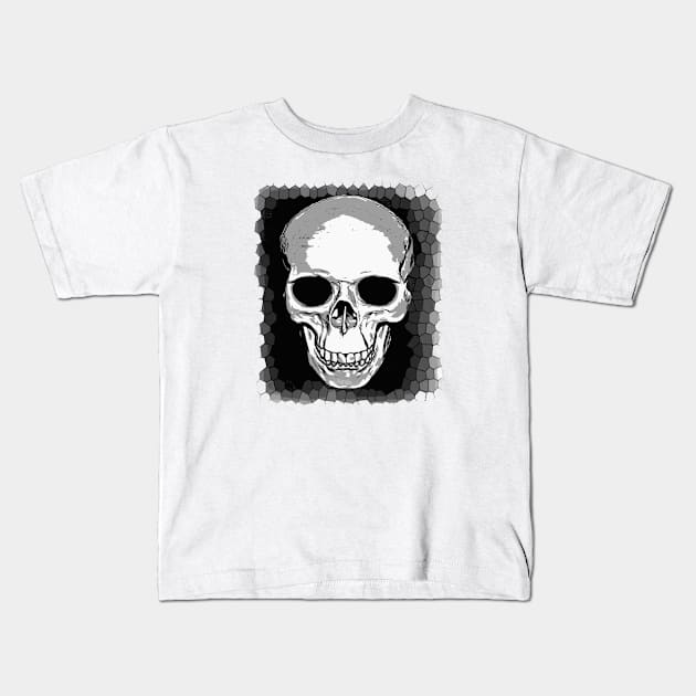 Vector Skull Cranium With Grungy Geometric Background Kids T-Shirt by taiche